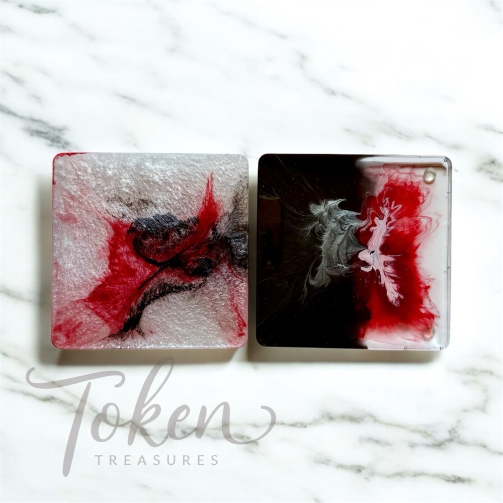 Abstract Red and Black Coasters